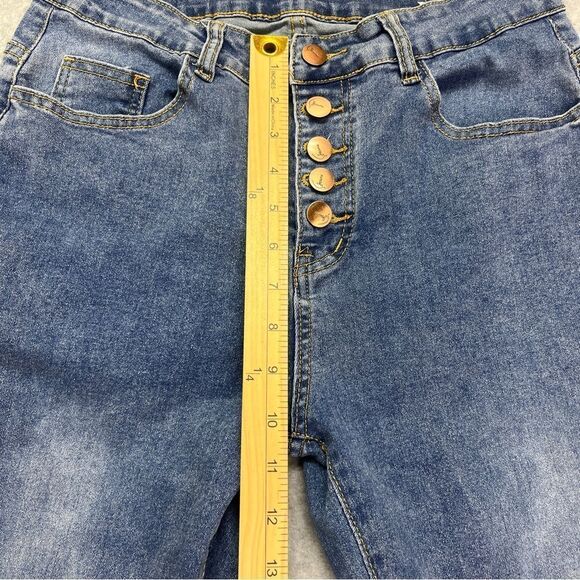 KUNMI High-Rise Skinny Jeans Button Fly Light Blue Wash Women’s size L 28” - Picture 3 of 7